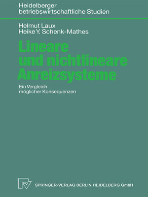 cover image of Lineare und nichtlineare Anreizsysteme